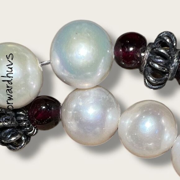 Freshwater Pearl & Garnet Bracelet – Sterling Wire – Appraised $1,795 (Insurance - Picture 9 of 14